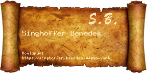 Singhoffer Benedek névjegykártya